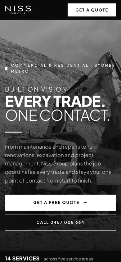 Niss Group homepage on a phone